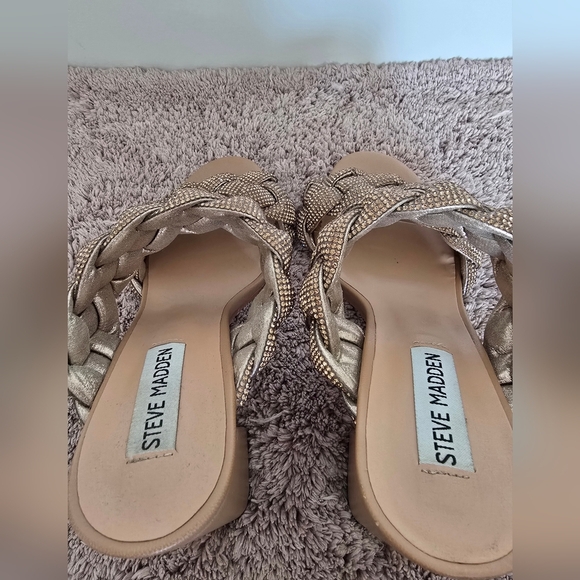 Steve Madden Tan Braided Slip-On Sandals - Picture 6 of 13